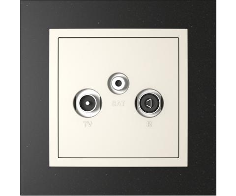 Single frame+cover plate for R-TV-SAT sockets, PETRA Granite/Pearl