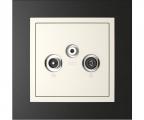 Single frame+cover plate for R-TV-SAT sockets, PETRA Granite/Pearl