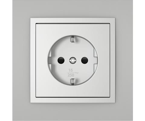 Single frame+cover plate (SCHUKO), METALLO Inox/Aluminium