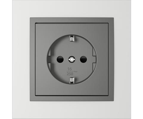 Single frame+cover plate (SCHUKO), METALLO Aluminium/Grey