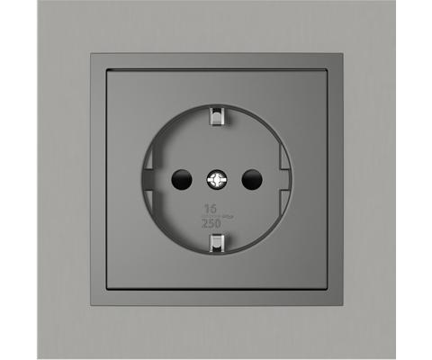 Single frame+cover plate (SCHUKO), METALLO Chrome/Grey