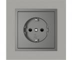 Single frame+cover plate (SCHUKO), METALLO Chrome/Grey