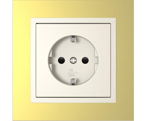 Single frame+cover plate for telephone sockets, METALLO Gold/Pearl