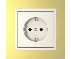 Single frame+cover plate for telephone sockets, METALLO Gold/Pearl