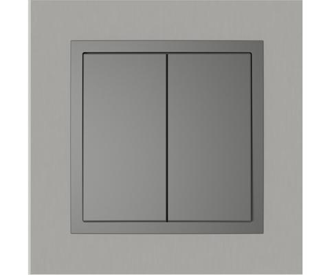 Single frame+cover plate for telephone sockets, METALLO Chrome/Grey