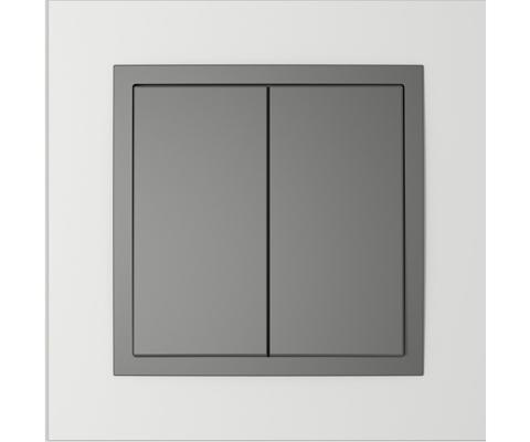 Single frame+cover plate for telephone sockets, METALLO Aluminium/Grey