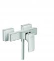 Single lever shower mixer with lever handle for exposed installation