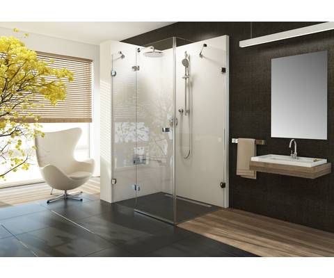 Brilliant shower enclosure with fixed wall BSDPS-120/80 chrome+transparent