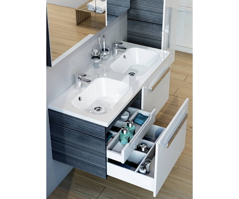 Chrome cabinet under double washbasin SD 1200 white/white