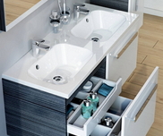 Chrome cabinet under double washbasin SD 1200 white/white