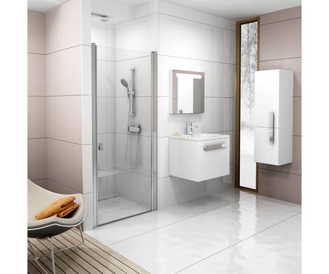 Chrome one-part shower door CSD1-90 white+transparent