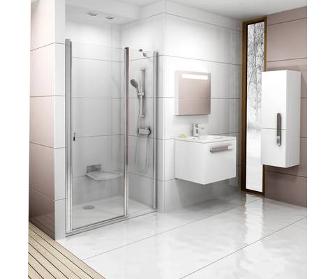 Chrome two-part shower door CSD2-120 satin+transparent