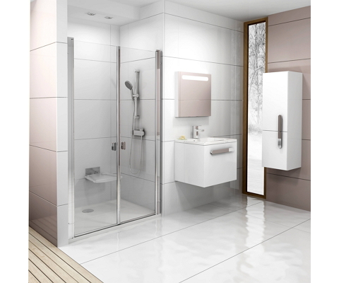 Chrome two-part shower door CSDL2-120 satin+transparent