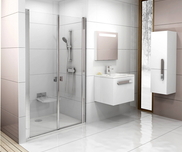 Chrome two-part shower door CSDL2-120 satin+transparent