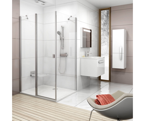 Chrome shower door CRV2-90 satin+transparent