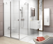 Chrome shower door CRV2-90 satin+transparent