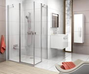 Chrome shower enclosure CRV2-120 + CRV2-80 satin+transparent