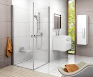 Chrome shower enclosure CRV1-100 + CRV1-80 satin+transparent