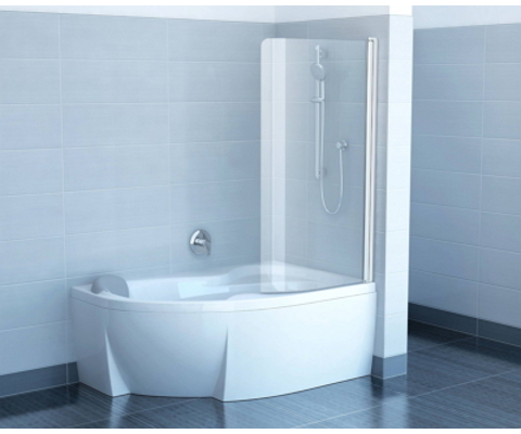 Chrome bathtub screen CVSK1 ROSA 160/170 L gloss aluminium+transparent